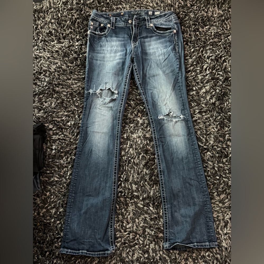 Miss Me Straight Leg Jeans - Faded Blue